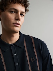 Fred Perry Vertical Stripe Knitted Polo Shirt - Image 4 of 6