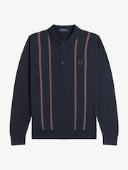 Fred Perry Vertical Stripe Knitted Polo Shirt - Image 5 of 6