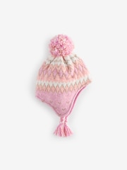 Pink Fairisle Pattern Trapper Hat (3mths-16yrs) - Image 3 of 5