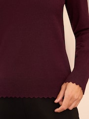 Love & Roses Red Fine Gauge Woven Collar Jumper - Image 2 of 4