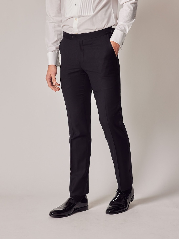 Hawes & Curtis Slim Dinner Suit Black Trousers With Side Adjusters - Image 1 of 4 Hawes & Curtis Slim Dinner Suit Black Trousers With Side Adjusters - Image 1 of 4