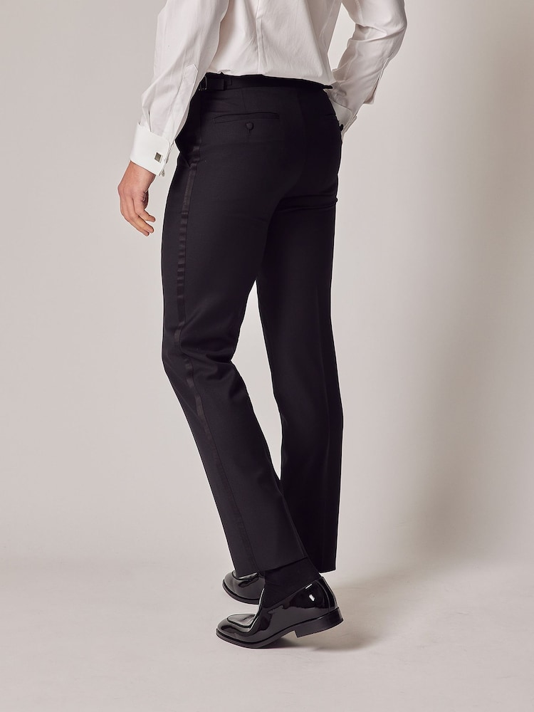 Hawes & Curtis Slim Dinner Suit Black Trousers With Side Adjusters - Image 2 of 4