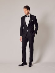 Hawes & Curtis Slim Dinner Suit Black Trousers With Side Adjusters - Image 3 of 4
