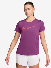 Nike Purple One Swoosh Dri-FIT Short-Sleeve Graphic Running Top - Image 1 of 3