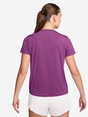 Nike Purple One Swoosh Dri-FIT Short-Sleeve Graphic Running Top - Image 2 of 3