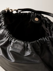 Black Leather Chunky Chain Shoulder Bag - Image 6 of 9