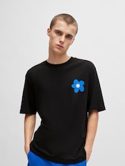 HUGO Blue Floral Graphic Back Print T-Shirt - Image 1 of 7