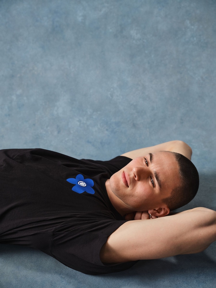 HUGO Blue Floral Graphic Back Print T-Shirt - Image 2 of 7