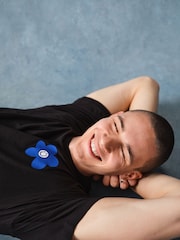 HUGO Blue Floral Graphic Back Print T-Shirt - Image 3 of 7