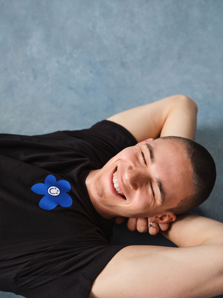 HUGO Blue Floral Graphic Back Print T-Shirt - Image 3 of 7