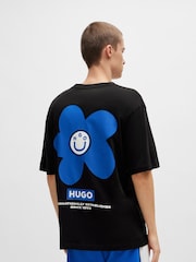 HUGO Blue Floral Graphic Back Print T-Shirt - Image 4 of 7