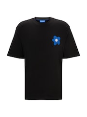 HUGO Blue Floral Graphic Back Print T-Shirt - Image 7 of 7