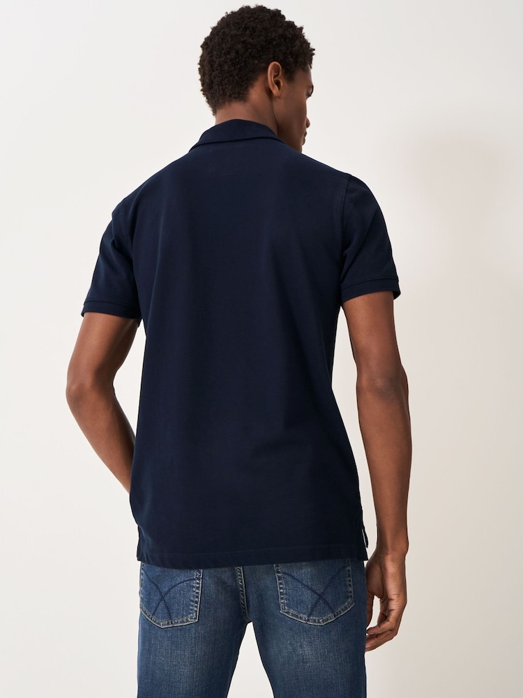Crew Clothing Blue 100% Cotton Pique Polo Shirt - Image 2 of 5