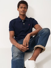 Crew Clothing Blue 100% Cotton Pique Polo Shirt - Image 3 of 5