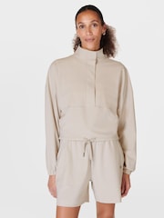 Sweaty Betty Mineral Beige Explorer Half Zip Midlayer Top - Image 1 of 8