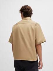 HUGO Natural Loose Fit 100% Cotton Twill Logo Patch Shirt - Image 3 of 6