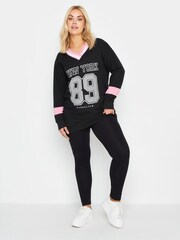Yours Curve Black New York Slogan Print Sweatshirt - Image 2 of 4