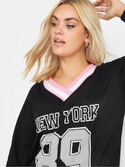 Yours Curve Black New York Slogan Print Sweatshirt - Image 4 of 4