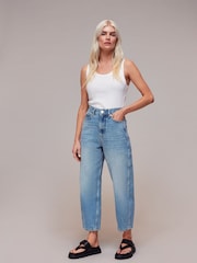 Whistles Light Wash Petite Petite Authentic Barrel Leg 100% Cotton Jeans - Image 1 of 5