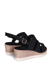 Linzi Black Caryn Wedge Sandals With Cut Out Front Straps - Image 4 of 4