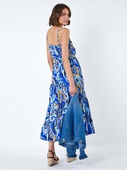 Roman Blue Baroque Print Tiered Midi Dress - Image 2 of 5