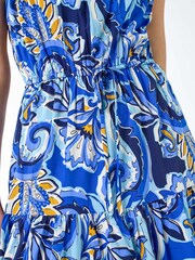 Roman Blue Baroque Print Tiered Midi Dress - Image 5 of 5