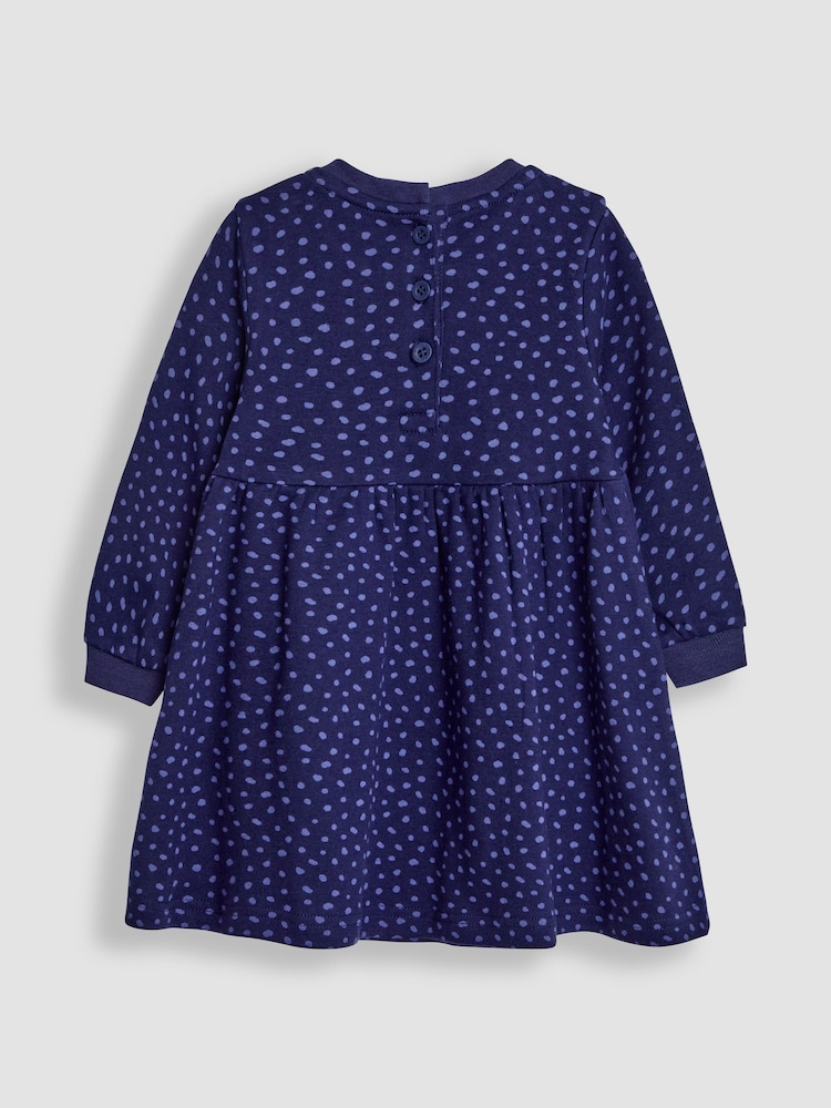 JoJo Maman Bébé Navy Blue Dino Appliqué Sweat Dress - Image 2 of 3