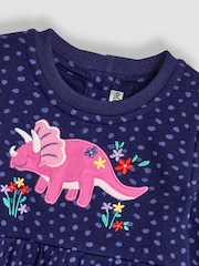 JoJo Maman Bébé Navy Blue Dino Appliqué Sweat Dress - Image 3 of 3