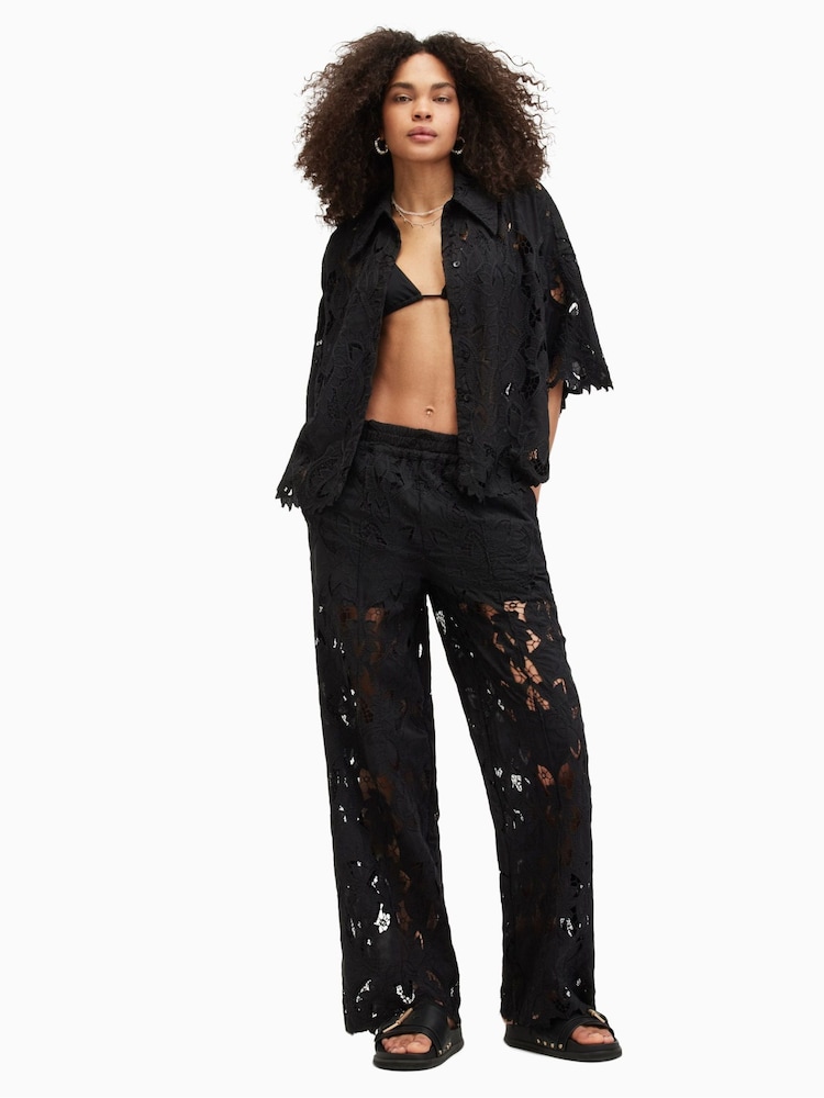 Zwart - AllSaints Charli Embellished Trousers - Image 1 of 9