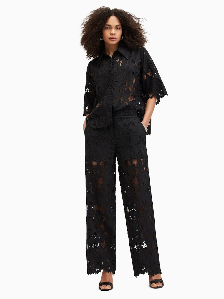 Zwart - AllSaints Charli Embellished Trousers - Image 4 of 9