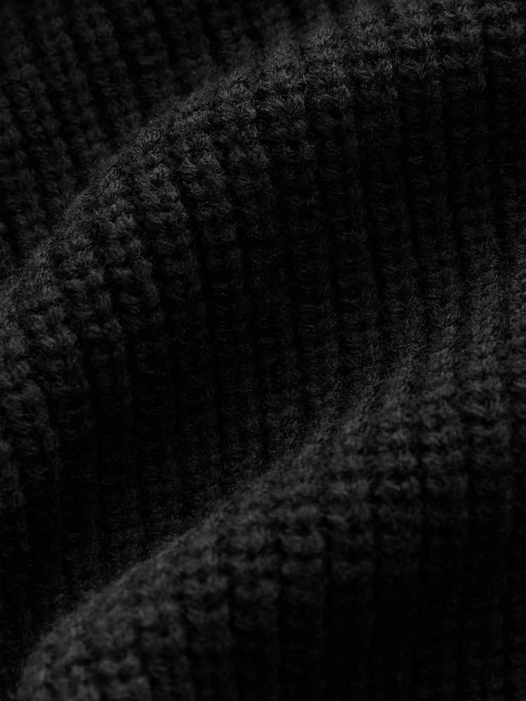 Black V-Neck Regular Fit Rib Texture Jumper with Wool - Image 7 of 7 Black V-Neck Regular Fit Rib Texture Jumper with Wool - Image 7 of 7
