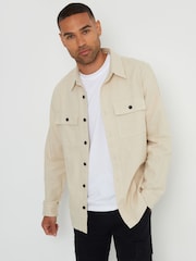 Threadbare Stone Cotton Linen Blend Lightweight Shacket - Image 1 of 3