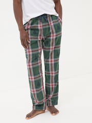 FatFace Green Christmas Tree Check Pyjama Bottoms - Image 1 of 6