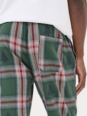FatFace Green Christmas Tree Check Pyjama Bottoms - Image 5 of 6