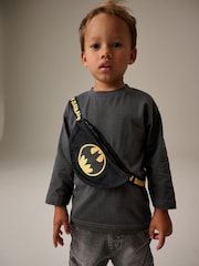 Black Batman 100% Cotton Long Sleeve Bumbag T-Shirt (3mths-8yrs) - Image 1 of 8