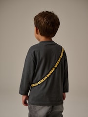 Black Batman 100% Cotton Long Sleeve Bumbag T-Shirt (3mths-8yrs) - Image 2 of 8