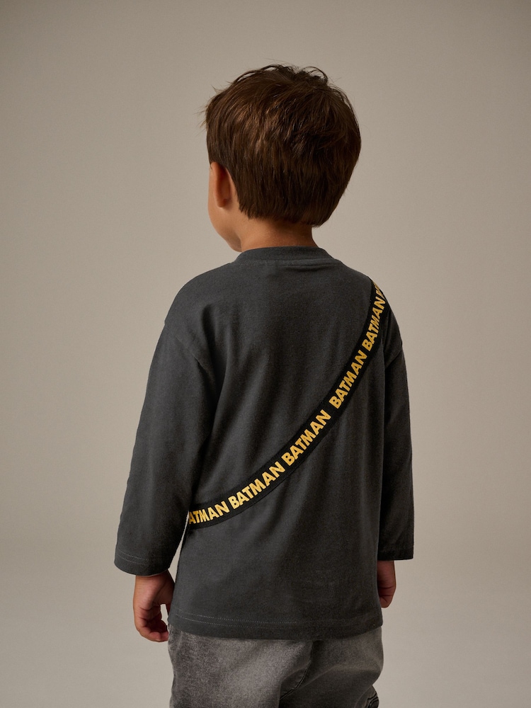 Black Batman 100% Cotton Long Sleeve Bumbag T-Shirt (3mths-8yrs) - Image 2 of 8