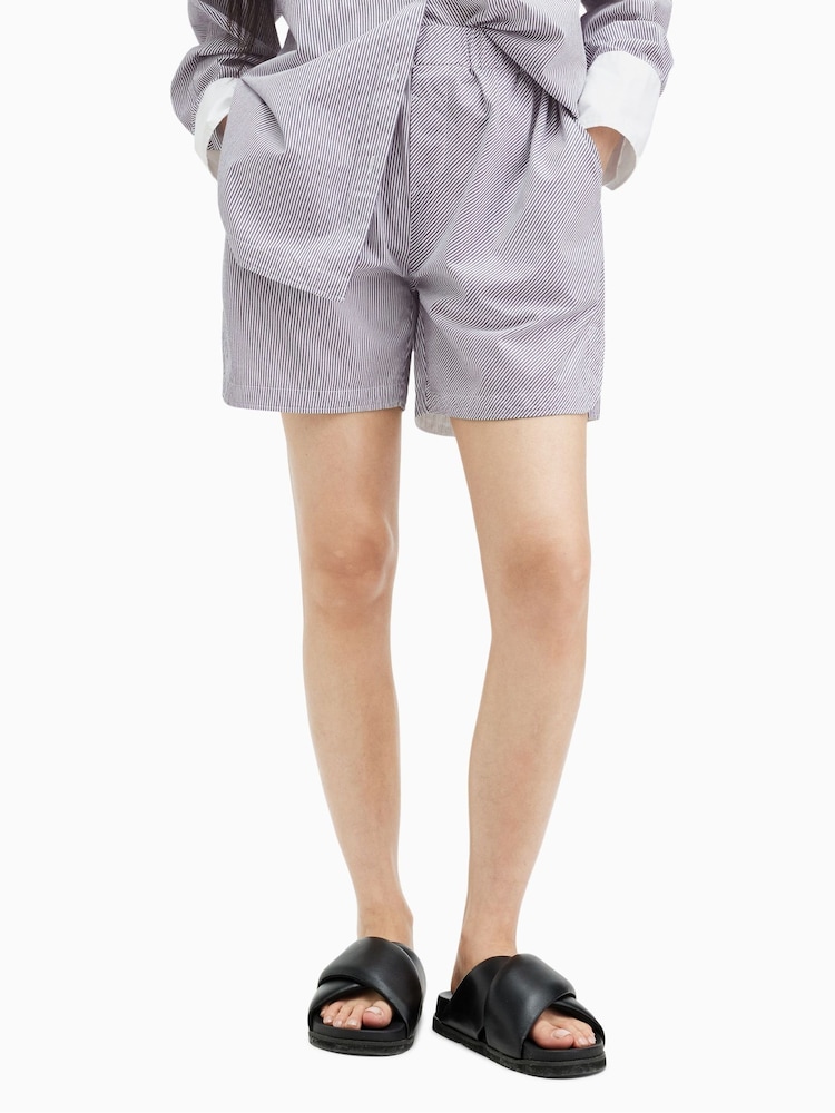 AllSaints Blue Stripe Karina Shorts - Image 2 of 7