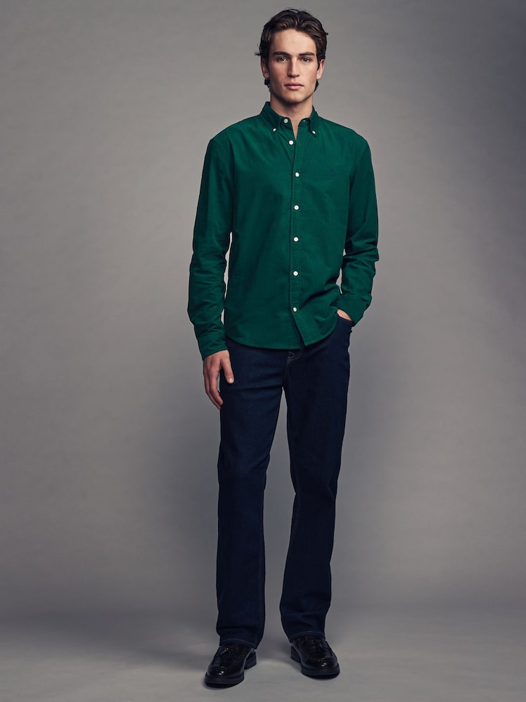 Зеленый - Long Sleeve Cord 100% Cotton Oxford Shirt - Изображение 2 из 7