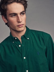 Зеленый - Long Sleeve Cord 100% Cotton Oxford Shirt - Изображение 4 из 7