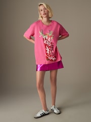 Pink Christmas Short Sleeve 100% Cotton T-Shirt - Image 2 of 7