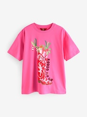 Pink Christmas Short Sleeve 100% Cotton T-Shirt - Image 5 of 7