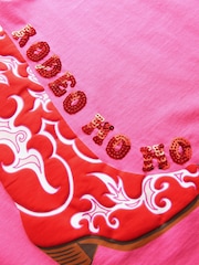 Pink Christmas Short Sleeve 100% Cotton T-Shirt - Image 6 of 7