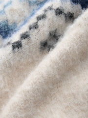 Black/Ecru Fairisle Pattern Relaxed Fit Brushed Crew Jumper - Image 6 of 7