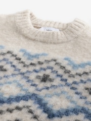 Black/Ecru Fairisle Pattern Relaxed Fit Brushed Crew Jumper - Image 7 of 7