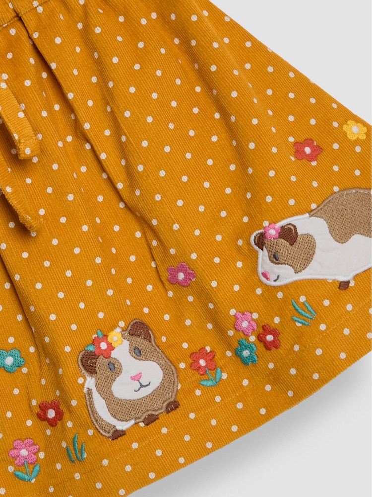 JoJo Maman Bébé Mustard Guinea Pig Applique Cord Skirt - Image 3 of 3