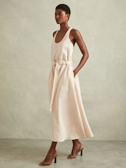 Reiss Cream Tayah Modal Blend Parachute Midi Dress - Image 1 of 6
