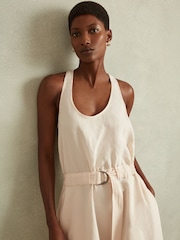 Reiss Cream Tayah Modal Blend Parachute Midi Dress - Image 3 of 6