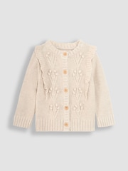 JoJo Maman Bébé Natural Frill Shoulder Cardigan - Image 3 of 5