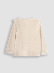 JoJo Maman Bébé Natural Frill Shoulder Cardigan - Image 4 of 5